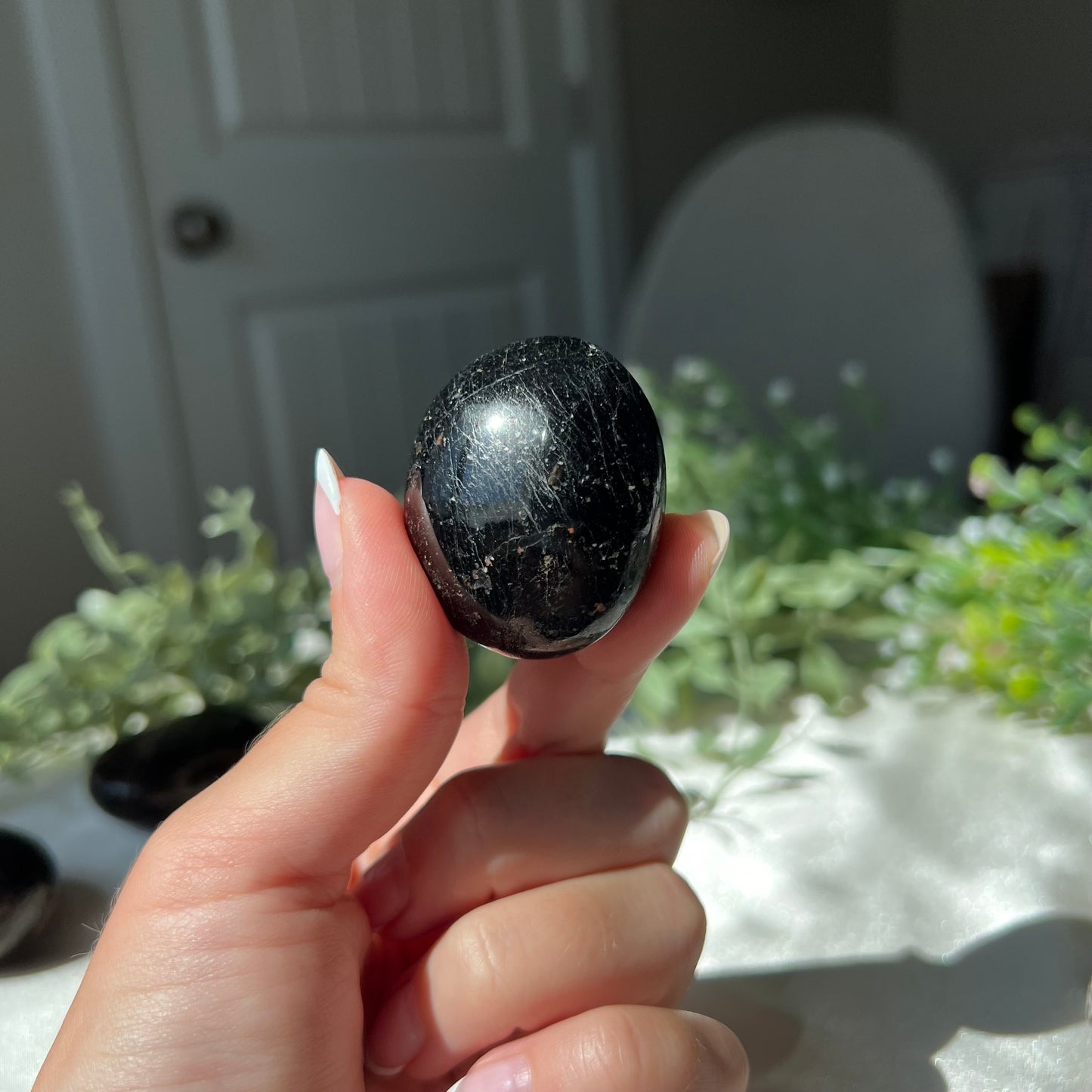 Black Moonstone Palm Stone from Madagascar