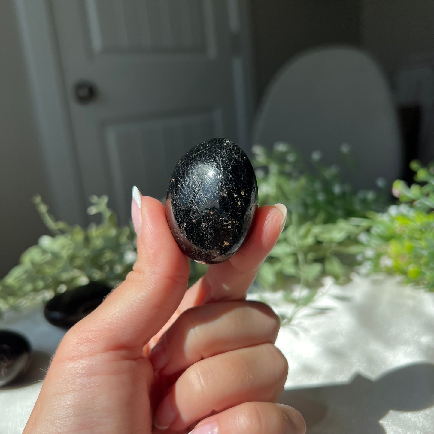 Black Moonstone Palm Stone from Madagascar