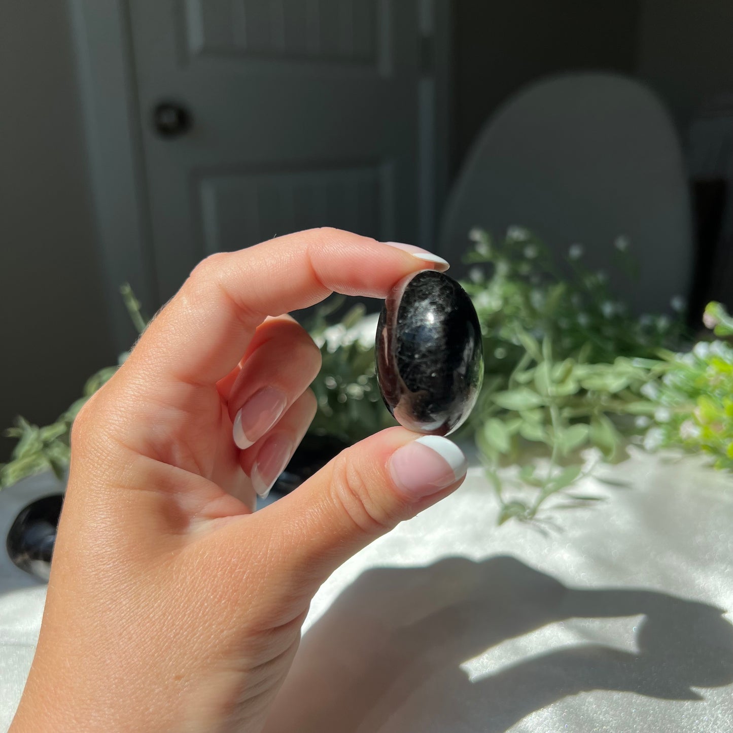 Black Moonstone Palm Stone from Madagascar