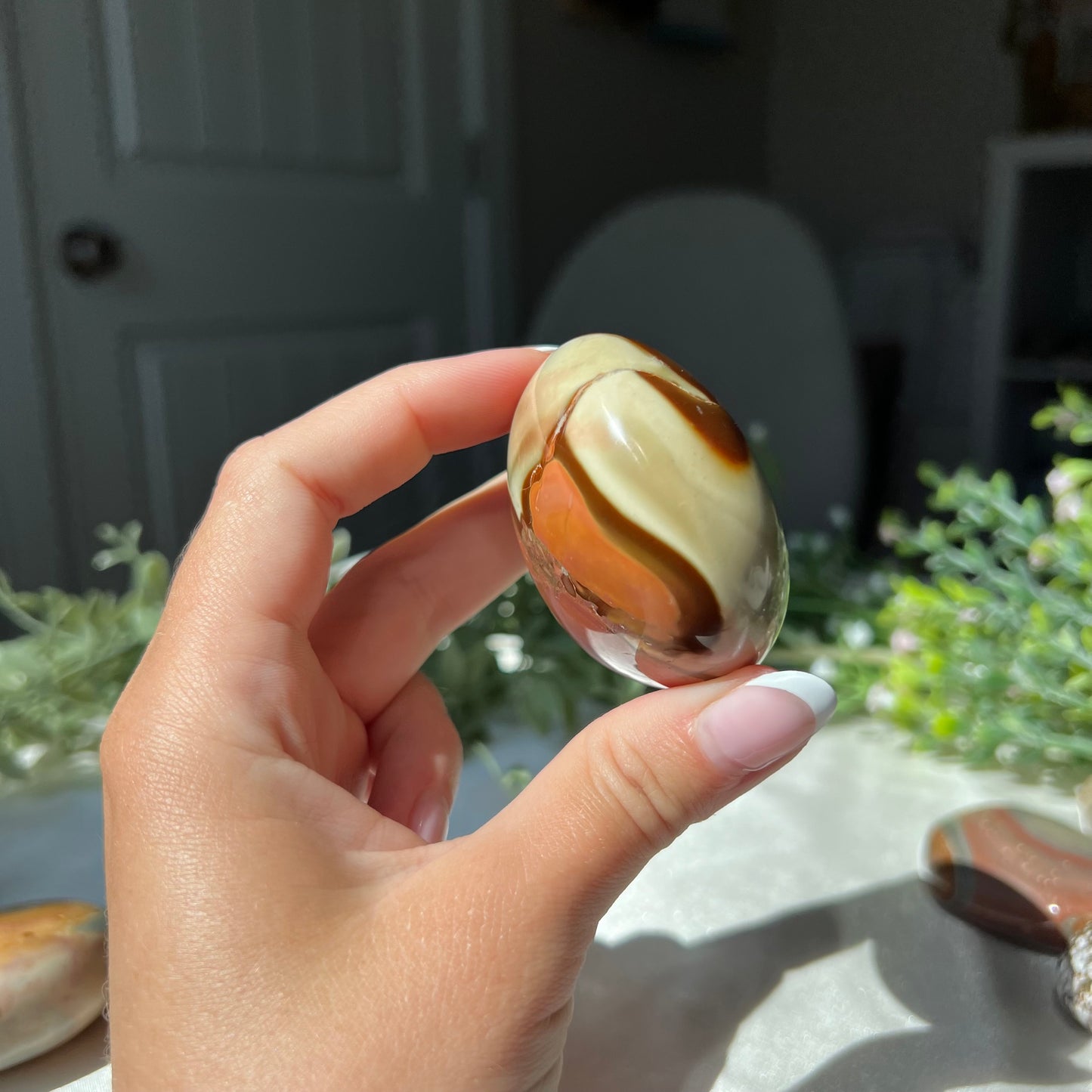 Polychrome Jasper Palm Stone from Madagascar