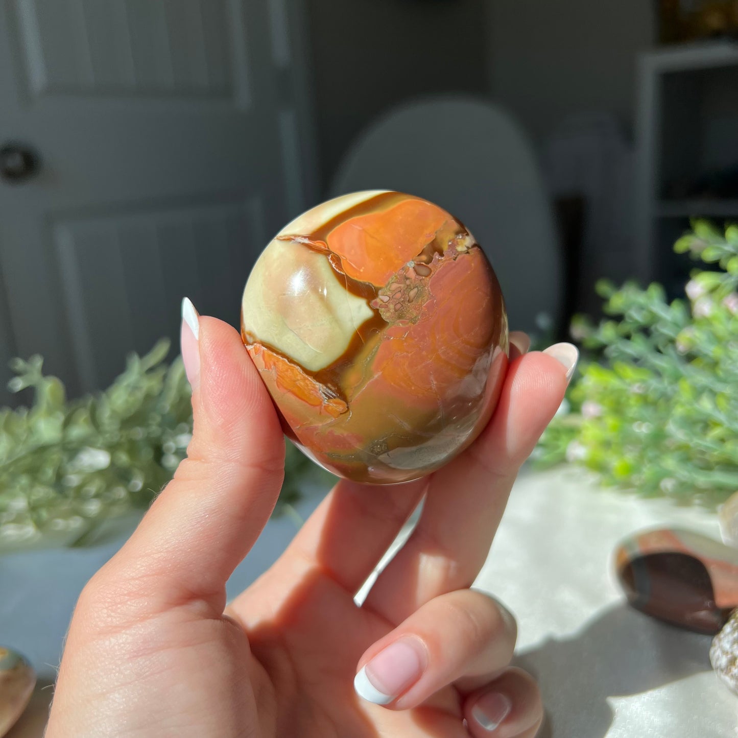 Polychrome Jasper Palm Stone from Madagascar