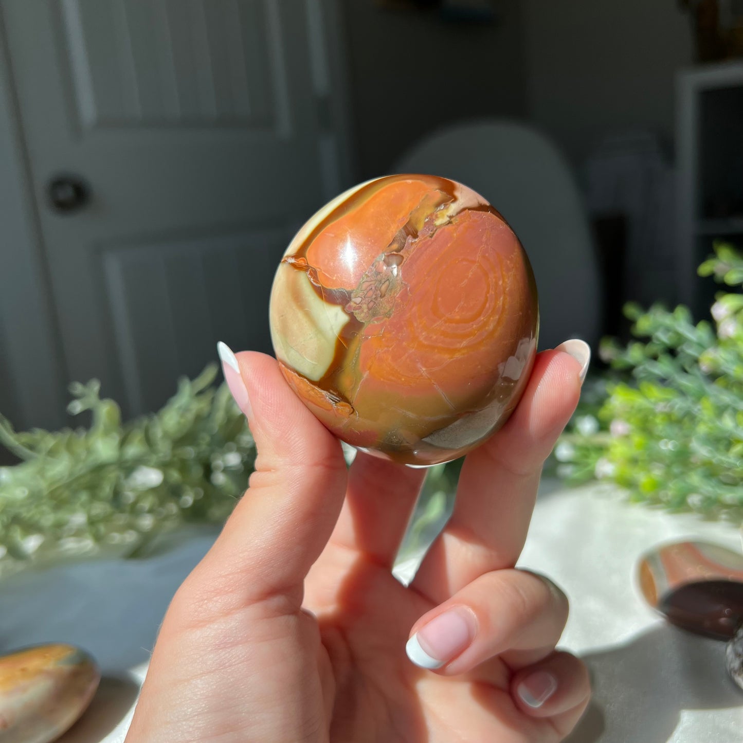 Polychrome Jasper Palm Stone from Madagascar