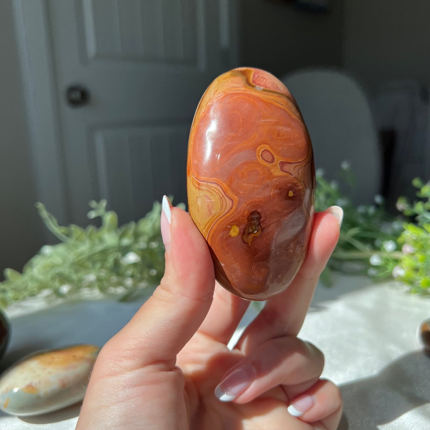 Polychrome Jasper Palm Stone from Madagascar