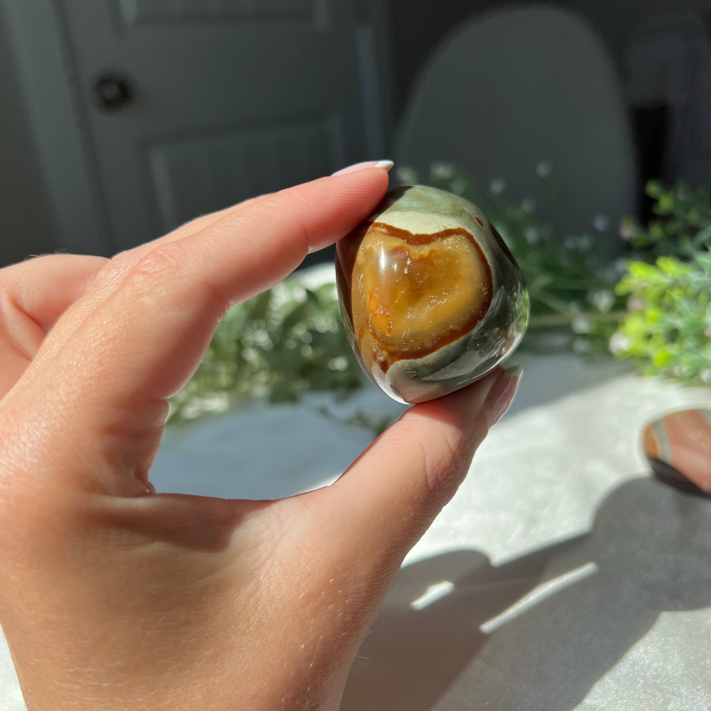 Polychrome Jasper Palm Stone from Madagascar