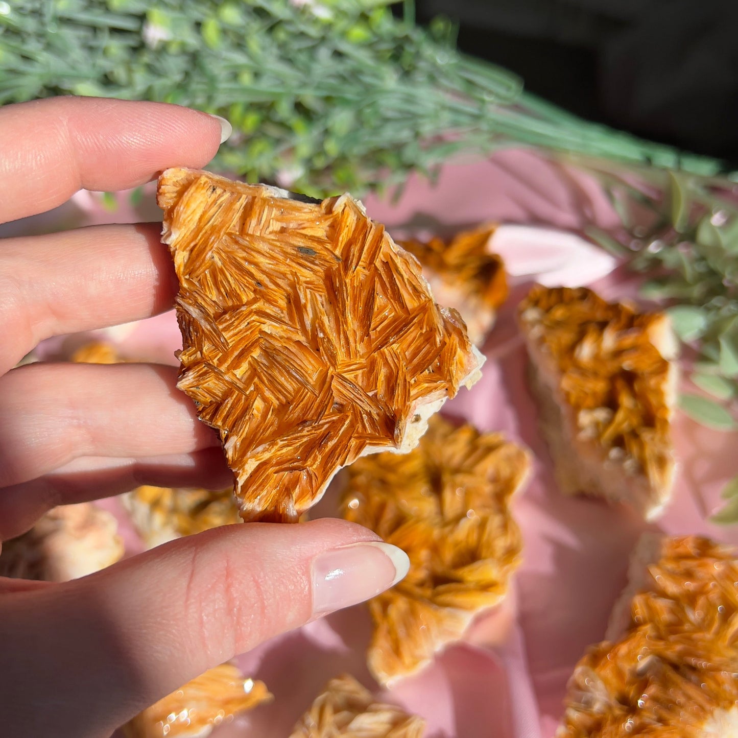 Orange and Pink Barite Cluster from the Mibladen mining district of Midelt in Morocco