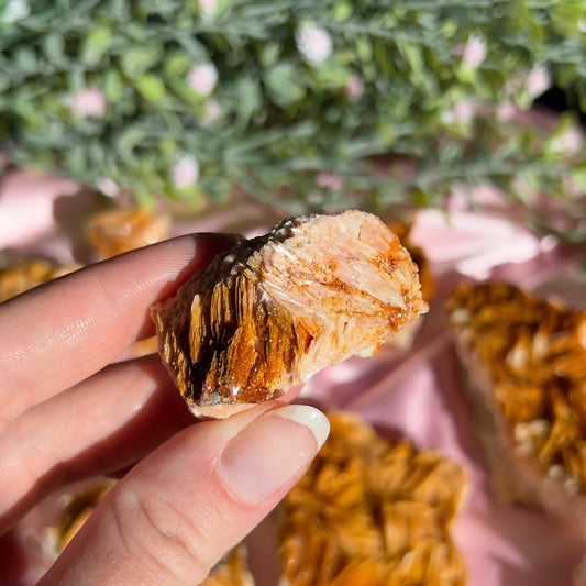 Orange and Pink Barite Cluster from the Mibladen mining district of Midelt in Morocco