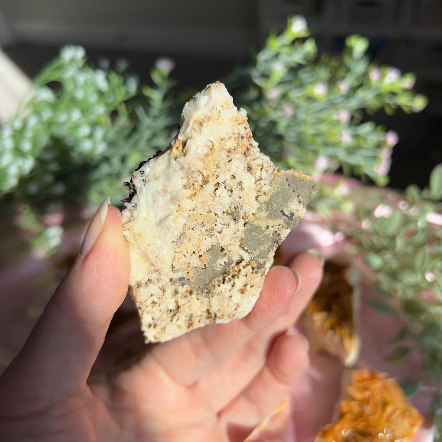 Orange Barite with Vanadinite Cluster from the Mibladen mining district of Midelt in Morocco