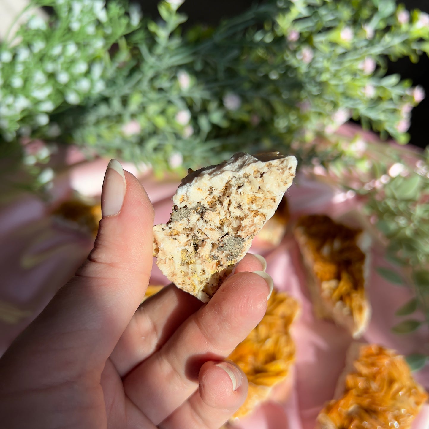 Orange Barite with Vanadinite Cluster from the Mibladen mining district of Midelt in Morocco