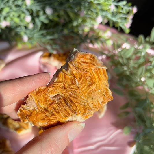 Orange and Pink Barite Cluster from the Mibladen mining district of Midelt in Morocco