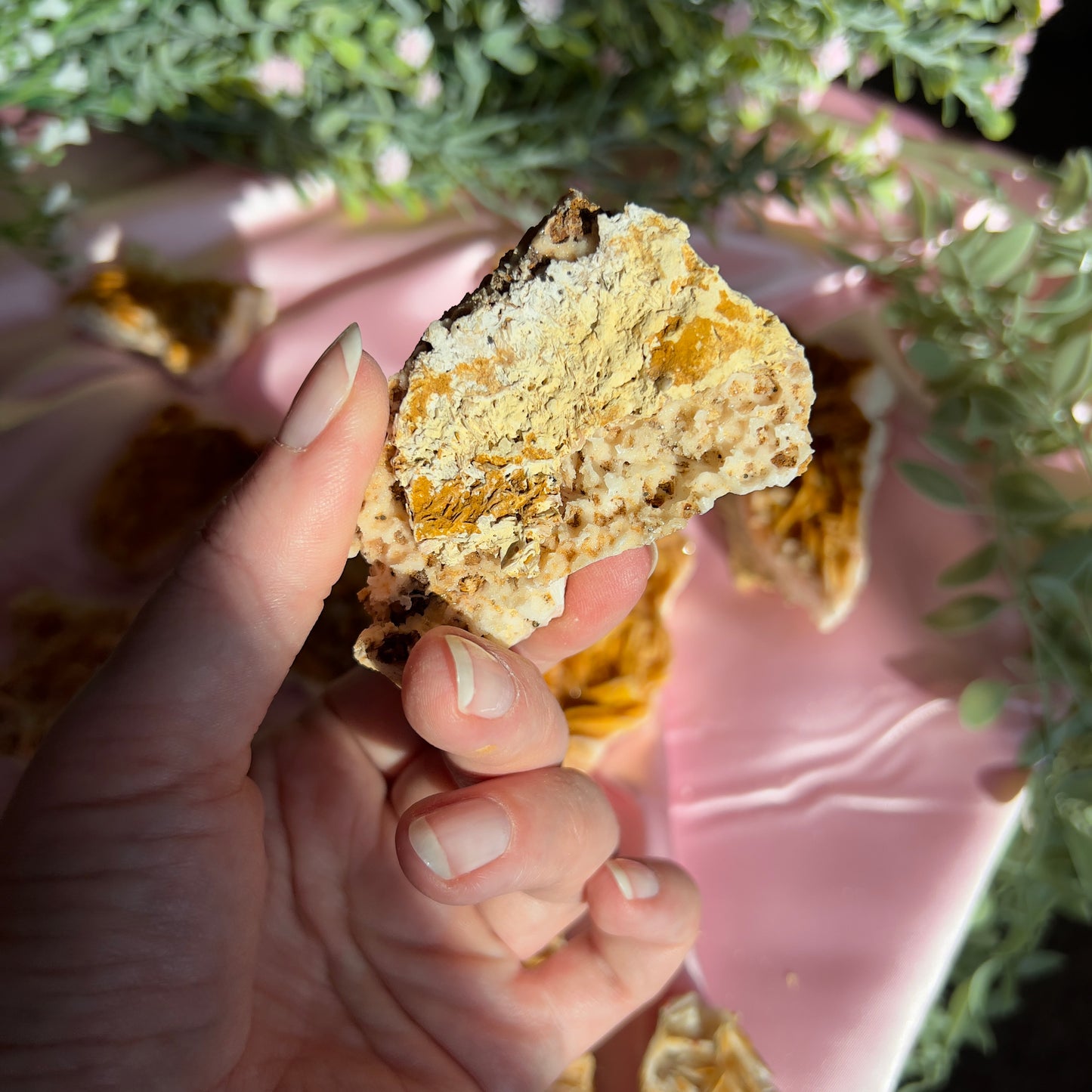 Orange and Pink Barite Cluster from the Mibladen mining district of Midelt in Morocco