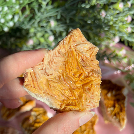 Orange and Pink Barite Cluster from the Mibladen mining district of Midelt in Morocco