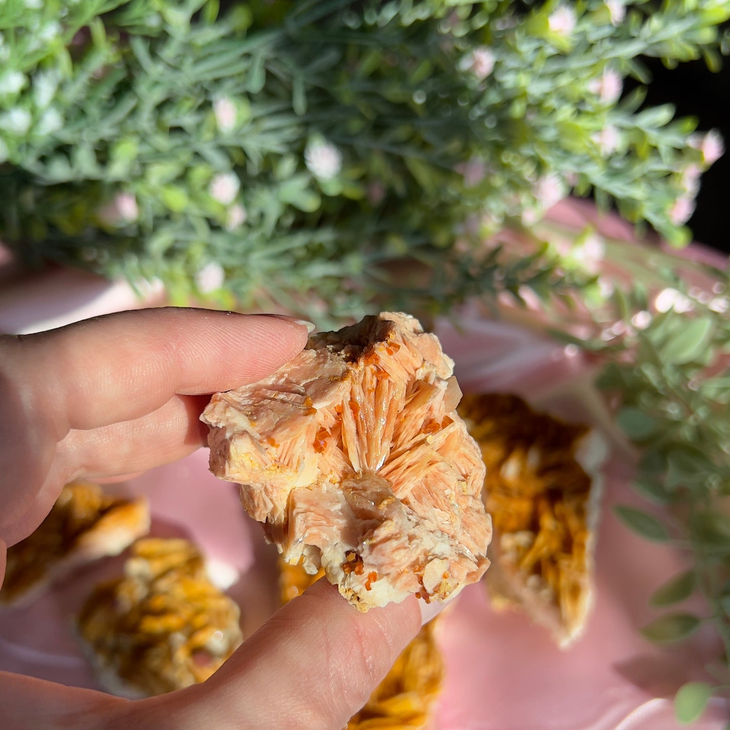 Orange Barite with Vanadinite Cluster from the Mibladen mining district of Midelt in Morocco