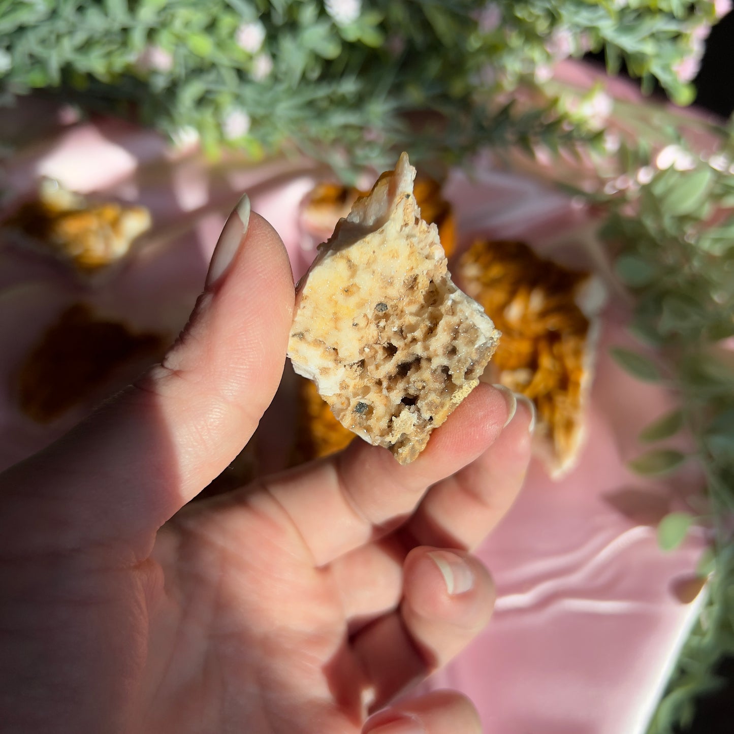 Orange and Pink Barite Cluster from the Mibladen mining district of Midelt in Morocco