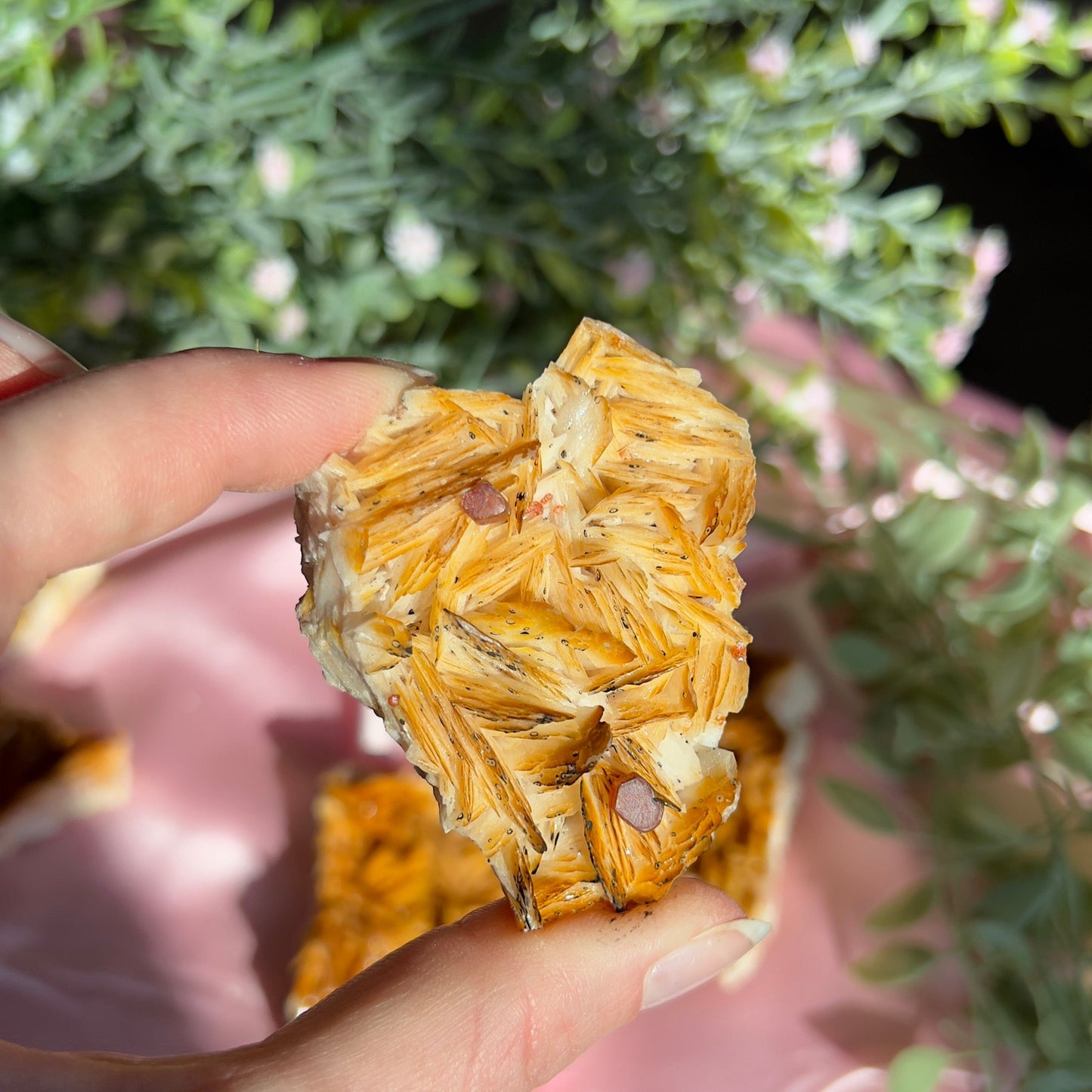 Orange Barite with Vanadinite Cluster from the Mibladen mining district of Midelt in Morocco