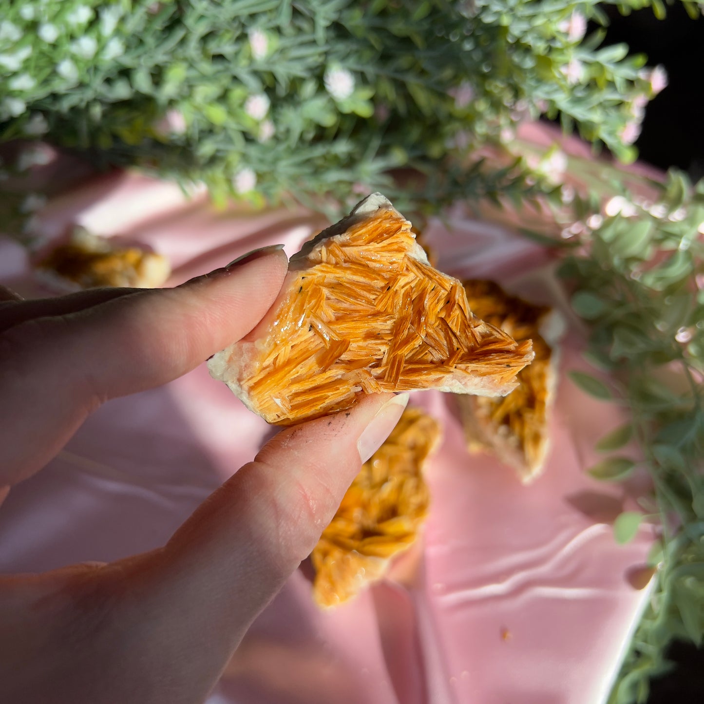 Orange and Pink Barite Cluster from the Mibladen mining district of Midelt in Morocco