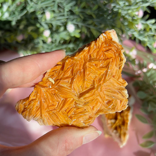 Orange and Pink Barite Cluster from the Mibladen mining district of Midelt in Morocco