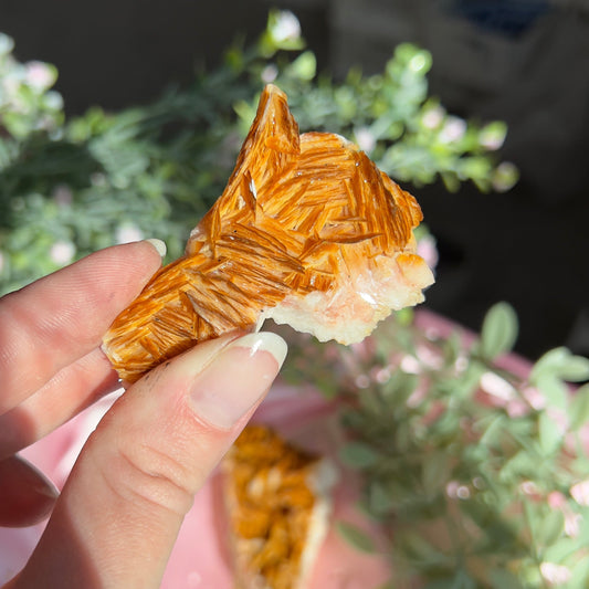 Orange and Pink Barite Cluster from the Mibladen mining district of Midelt in Morocco