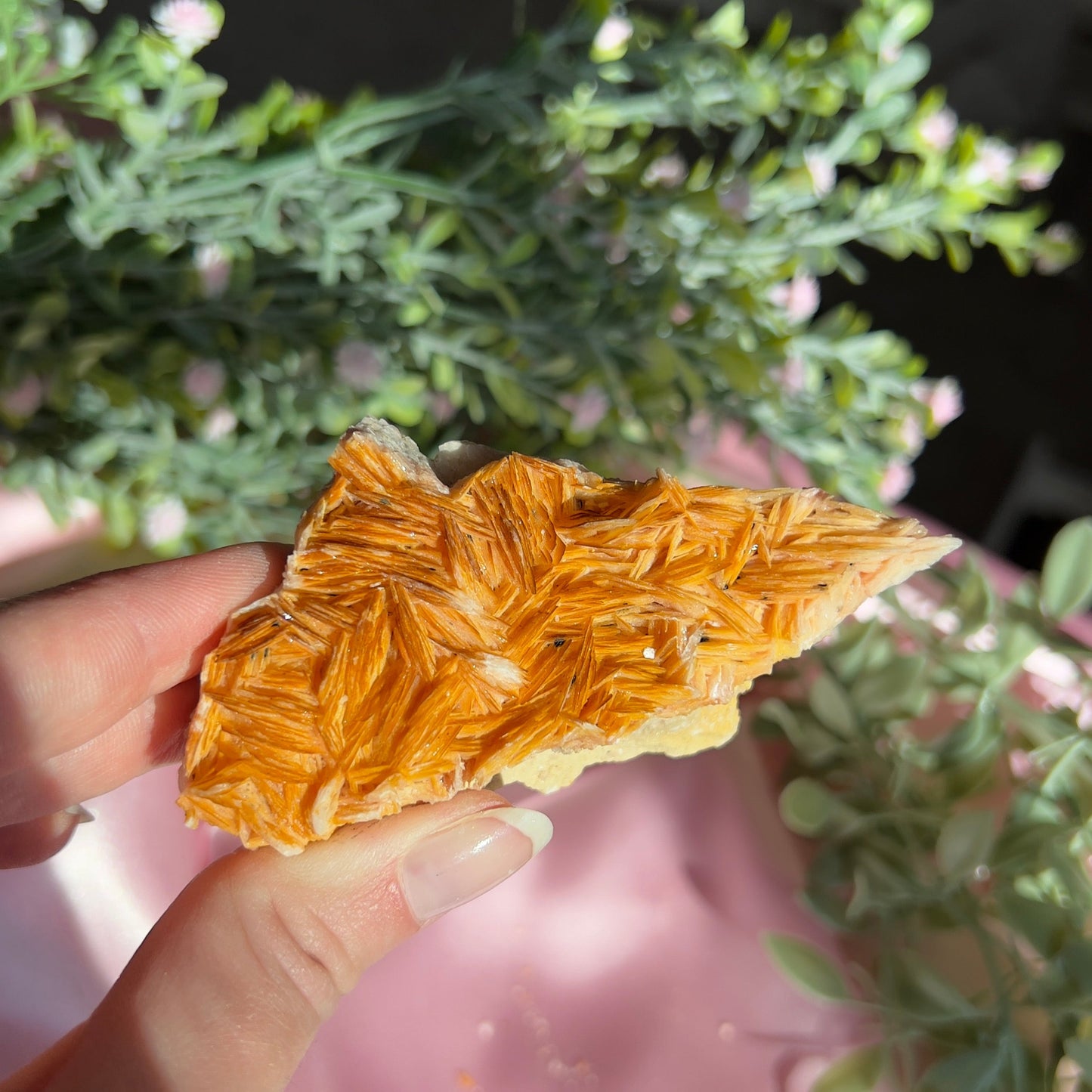 Orange and Pink Barite Cluster from the Mibladen mining district of Midelt in Morocco