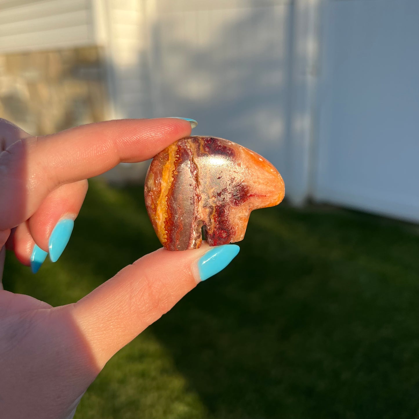 Wildfire Bubble Opal Bear carving from Milford, Utah