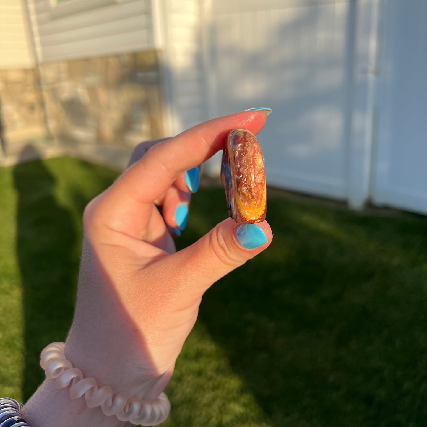 Wildfire Bubble Opal Bear carving from Milford, Utah