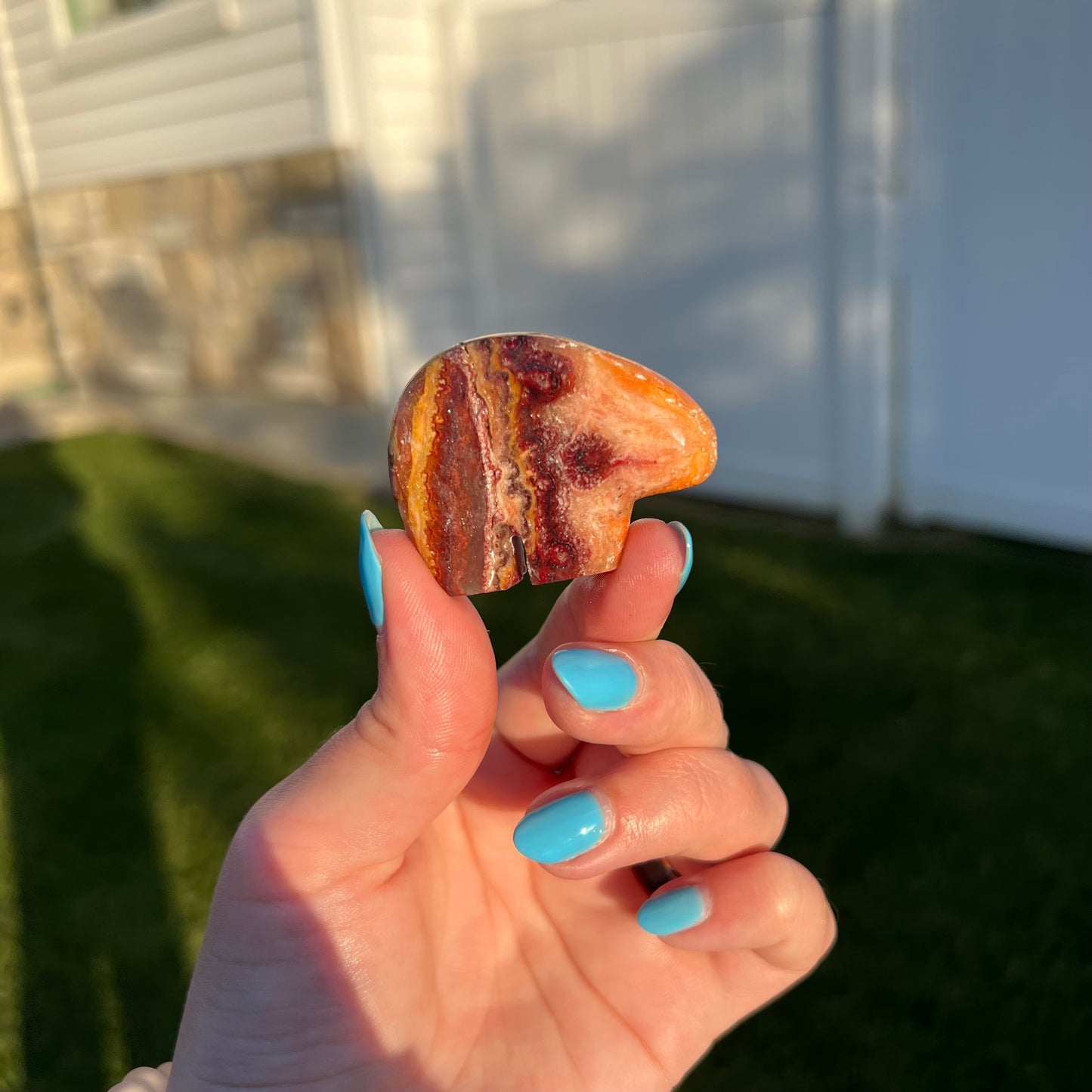 Wildfire Bubble Opal Bear carving from Milford, Utah