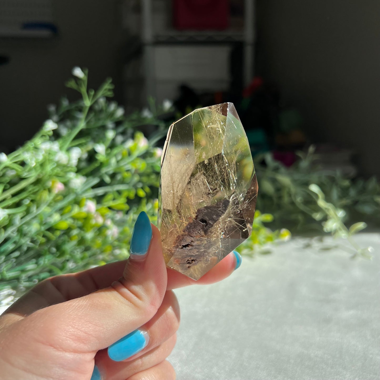 Gold Rutilated Quartz Freeform Carving 4.25 oz (121 g)