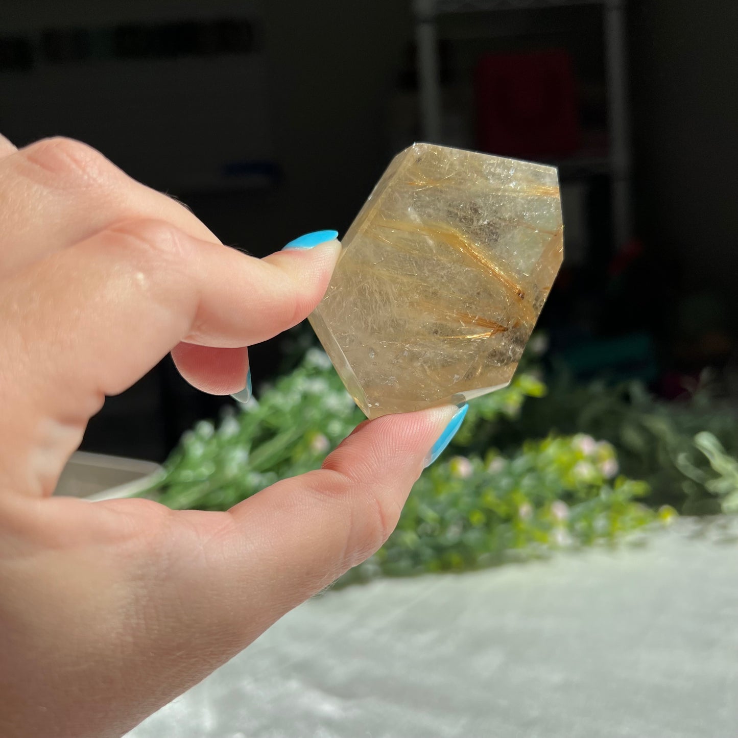 Gold Rutilated Quartz Freeform Carving 3.4 oz (97 g)