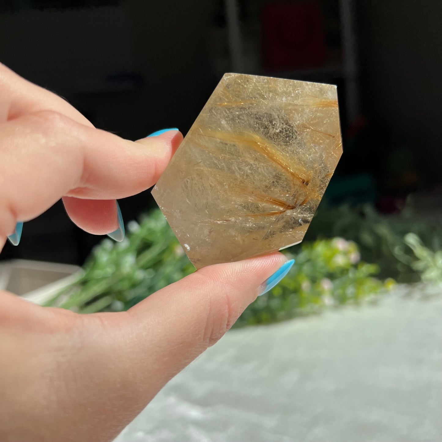 Gold Rutilated Quartz Freeform Carving 3.4 oz (97 g)