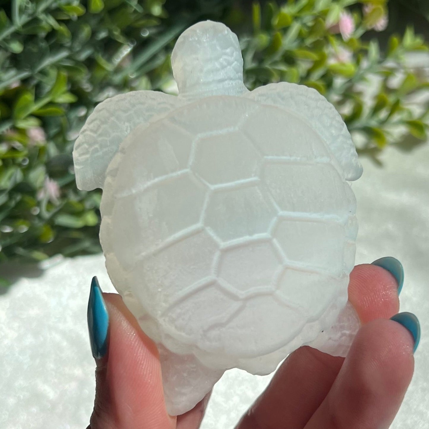 Selenite Turtle Carving