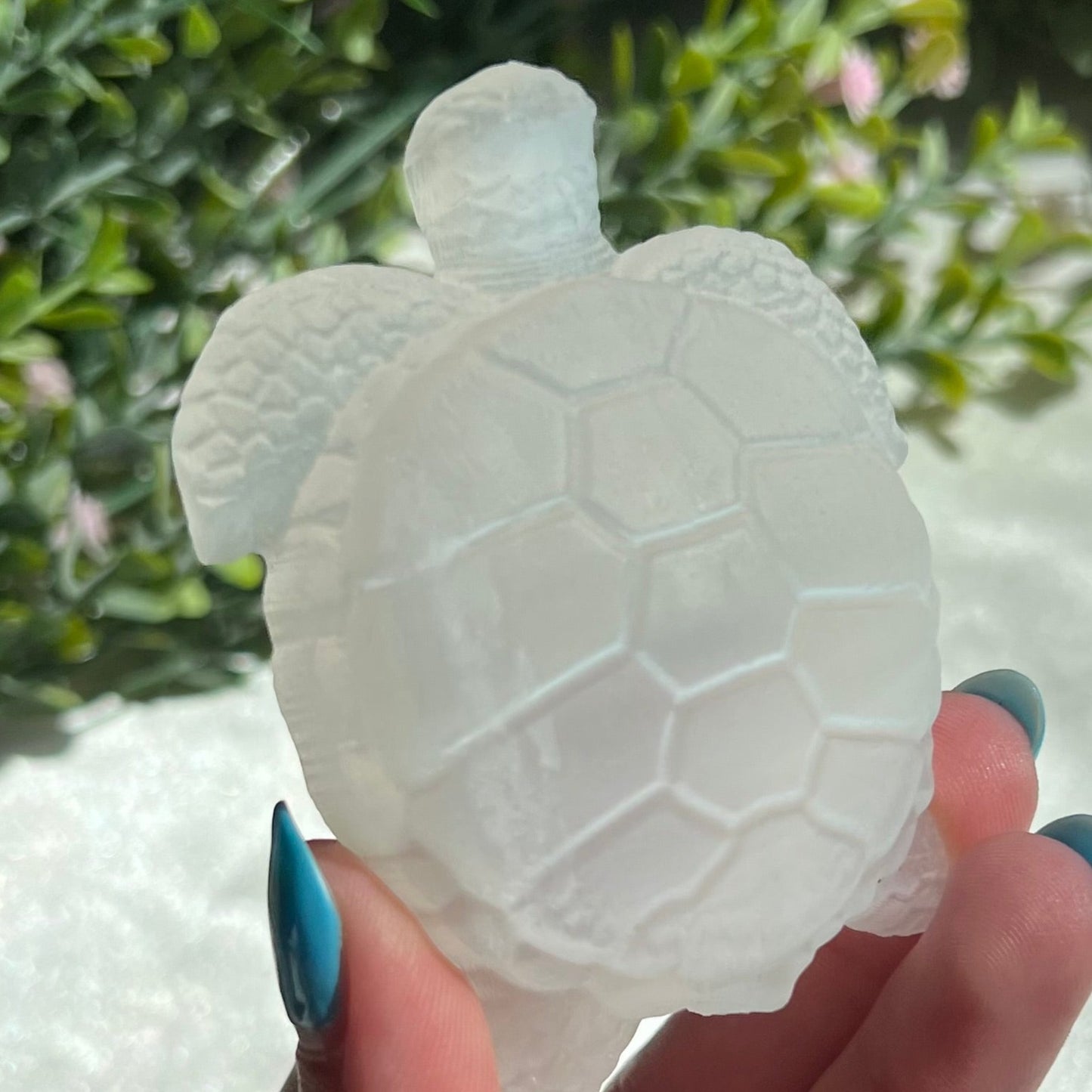 Selenite Turtle Carving