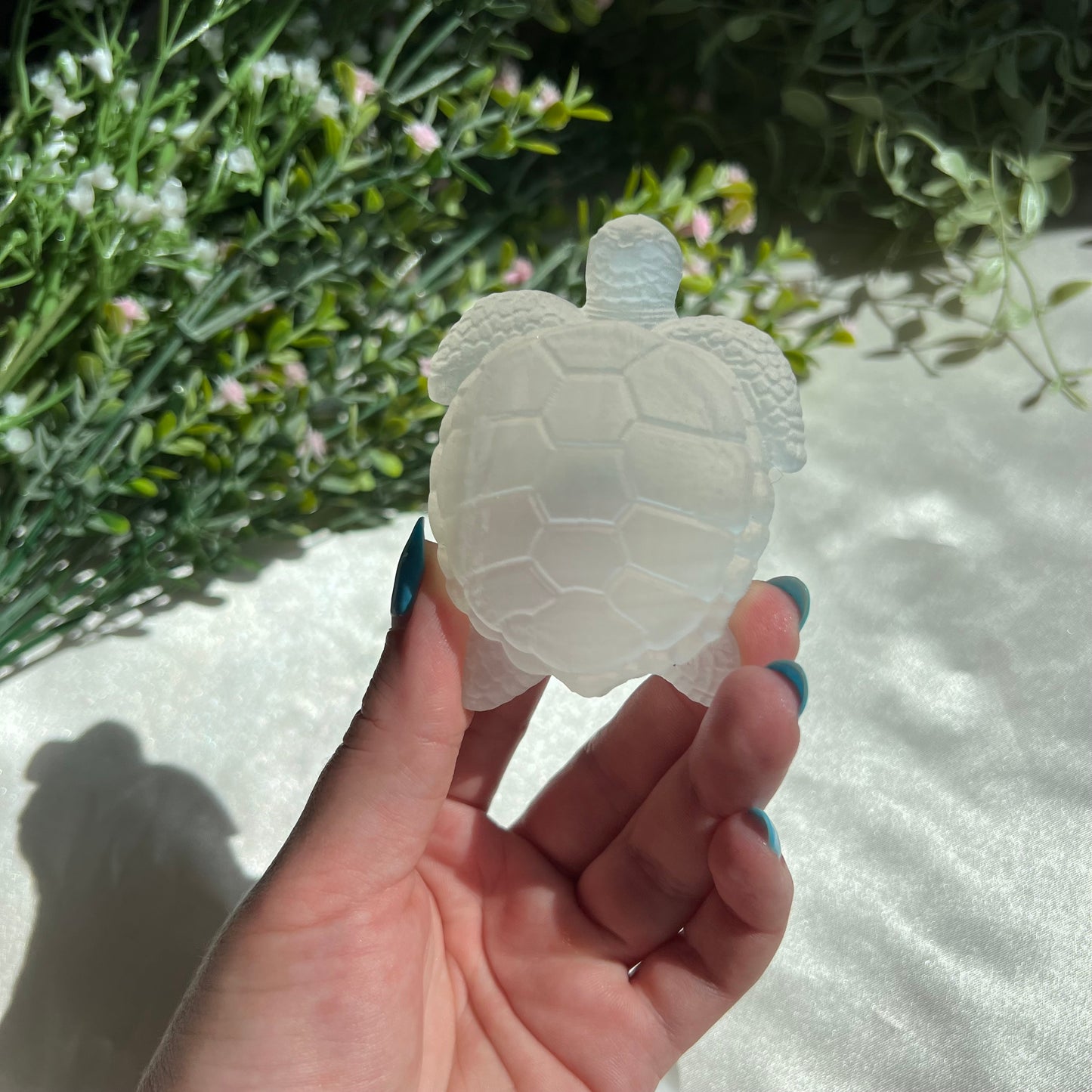 Selenite Turtle Carving