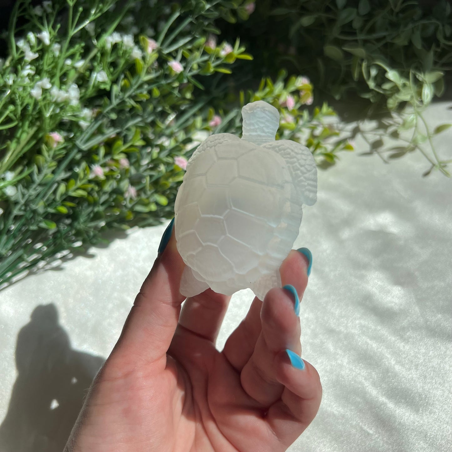 Selenite Turtle Carving