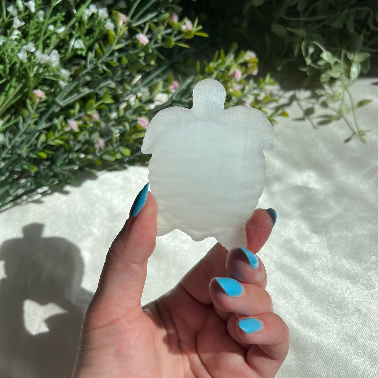 Selenite Turtle Carving