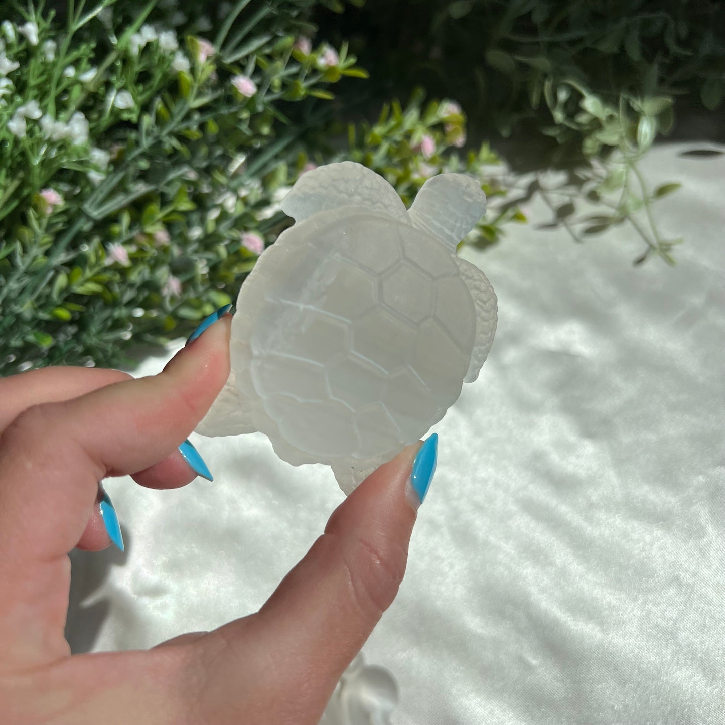 Selenite Turtle Carving