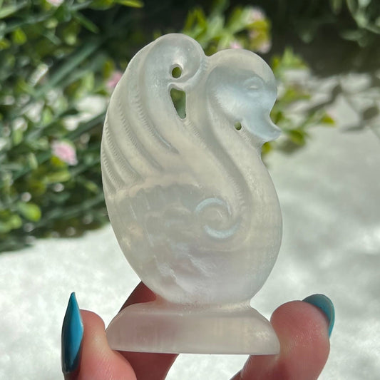 Selenite Swan Carving