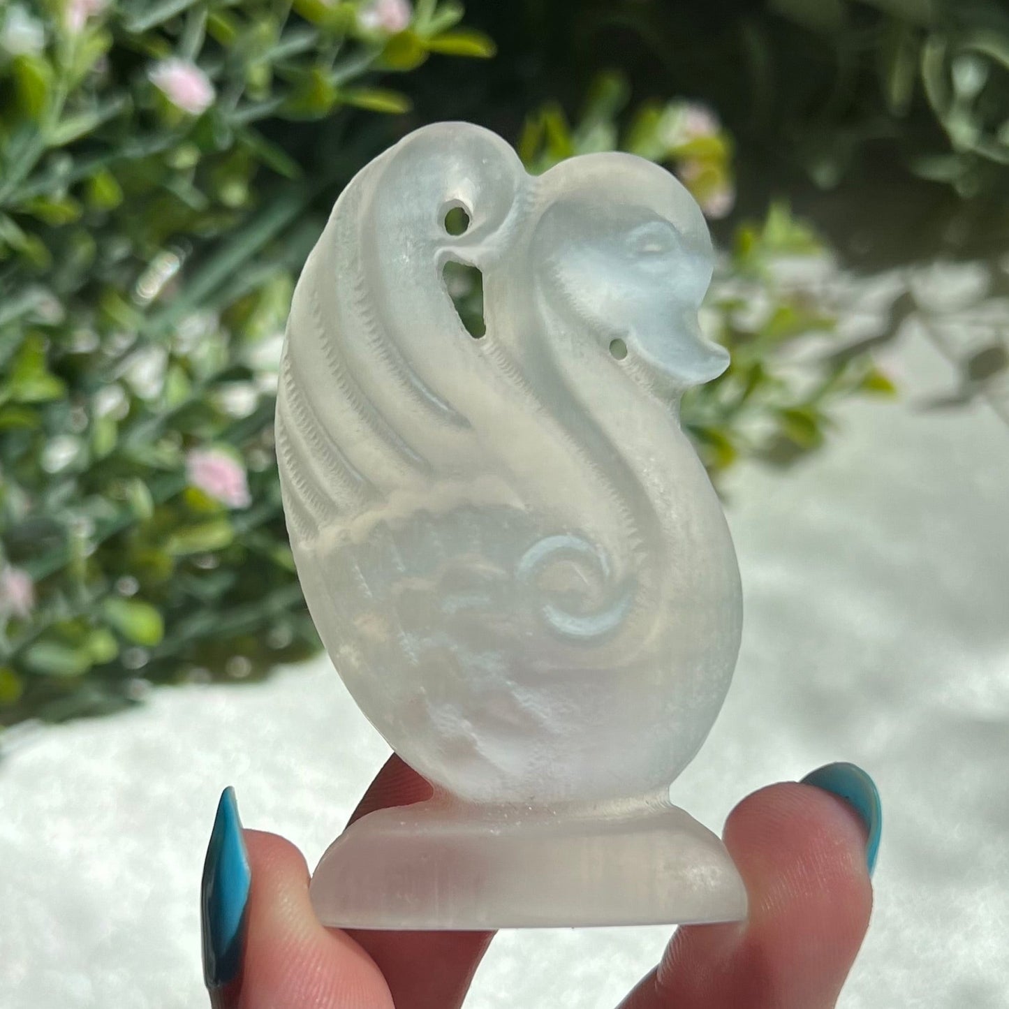 Selenite Swan Carving