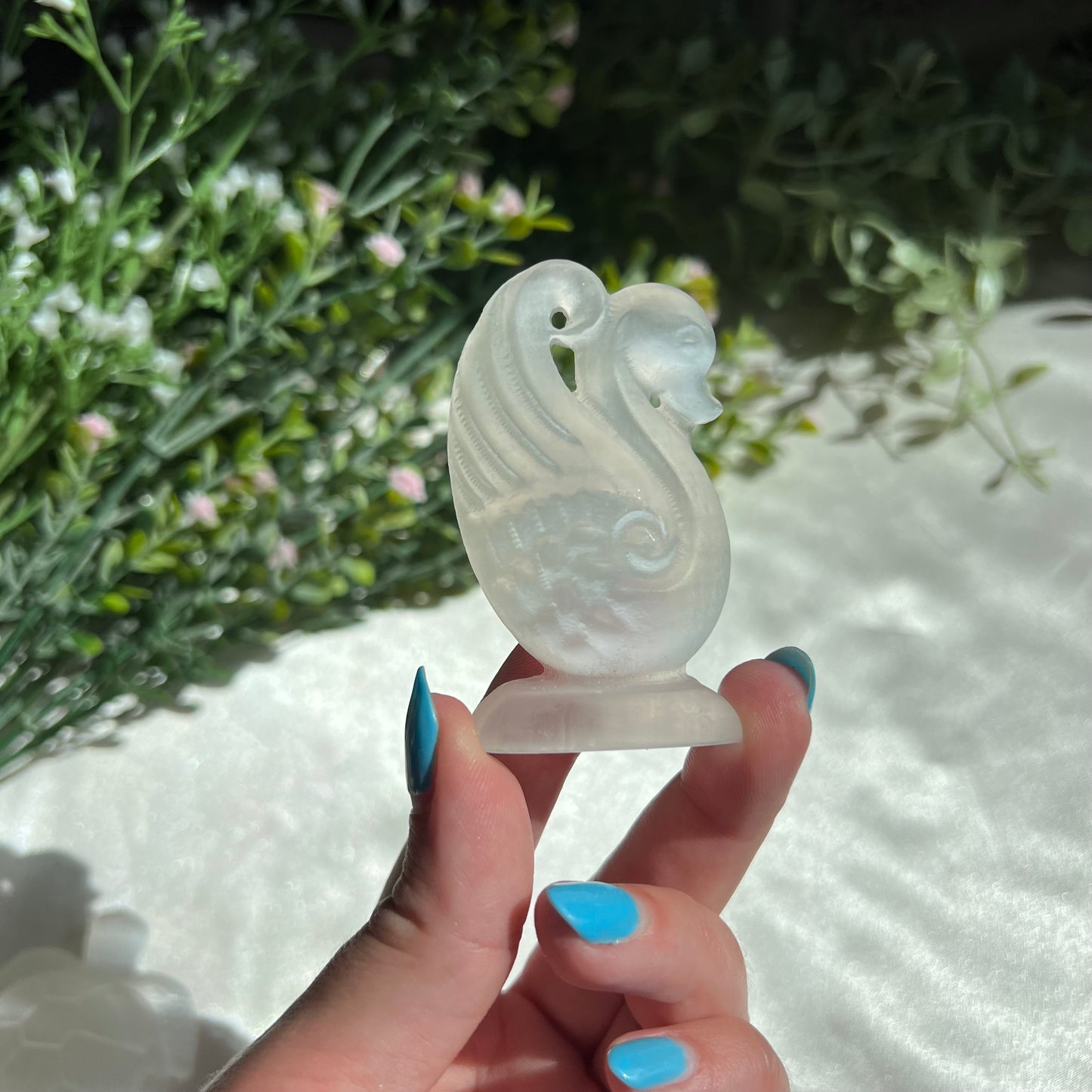 Selenite Swan Carving