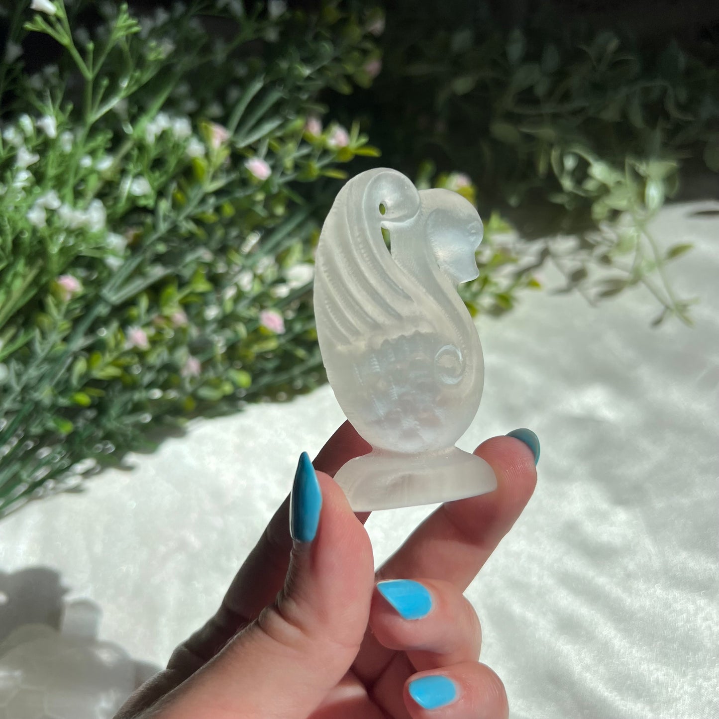 Selenite Swan Carving