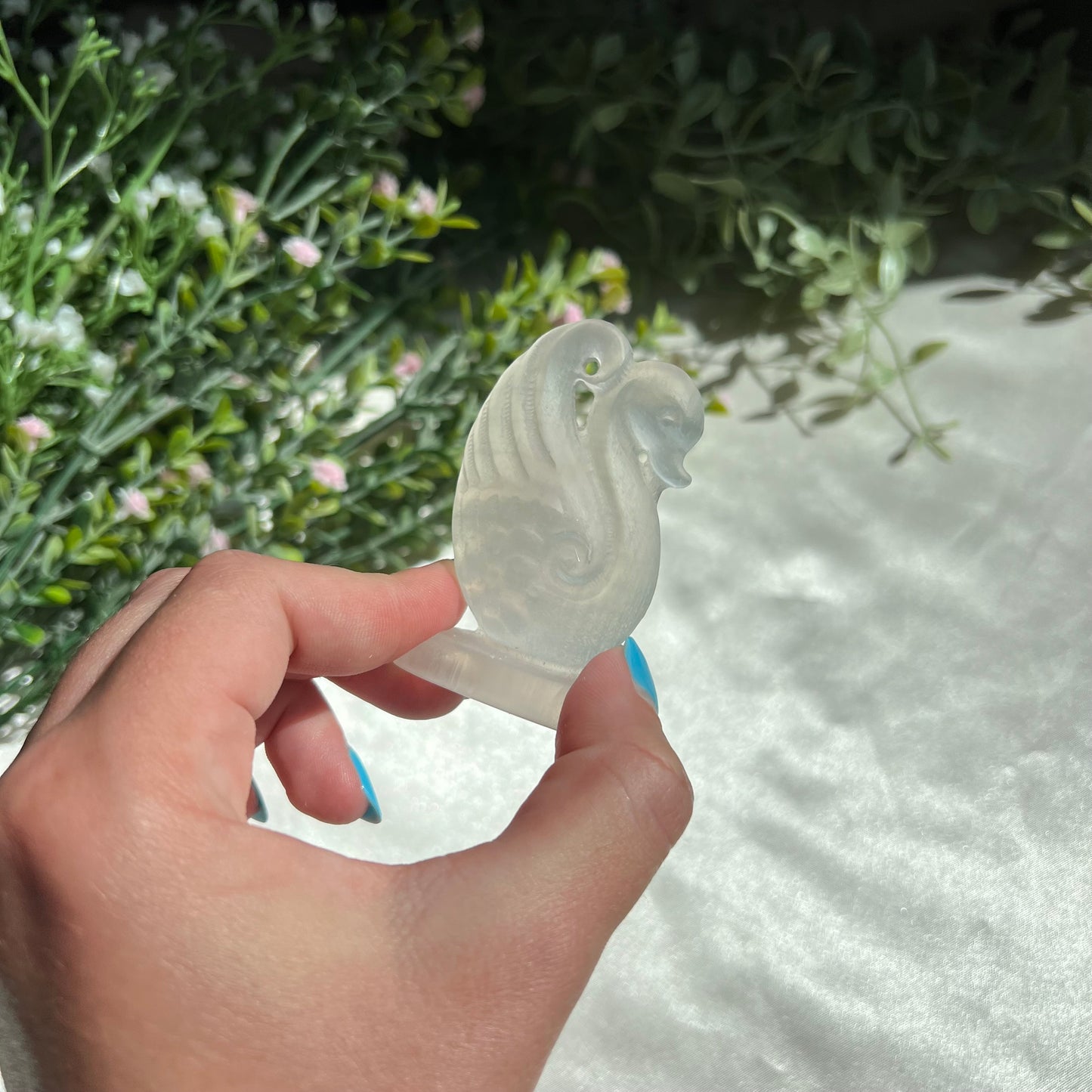 Selenite Swan Carving