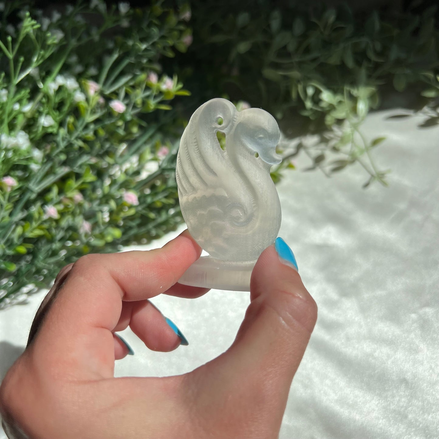 Selenite Swan Carving