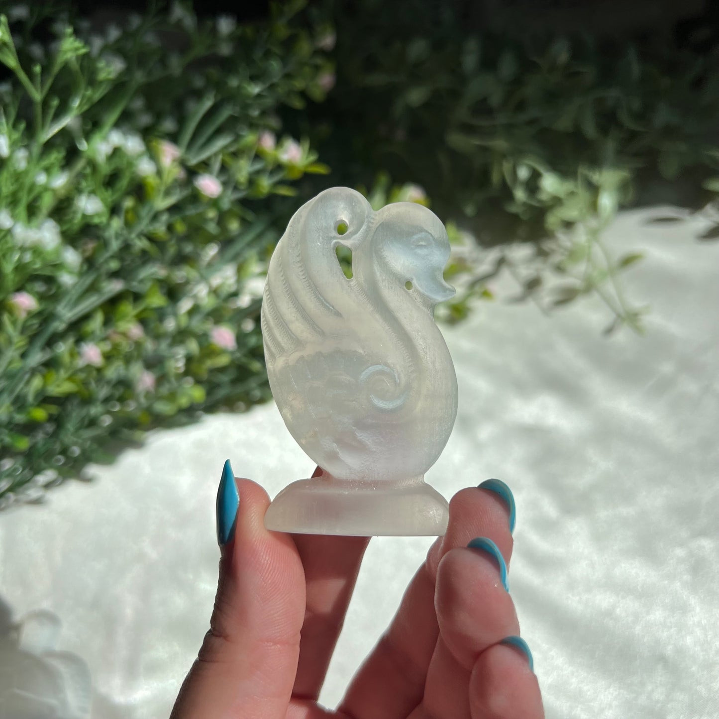 Selenite Swan Carving