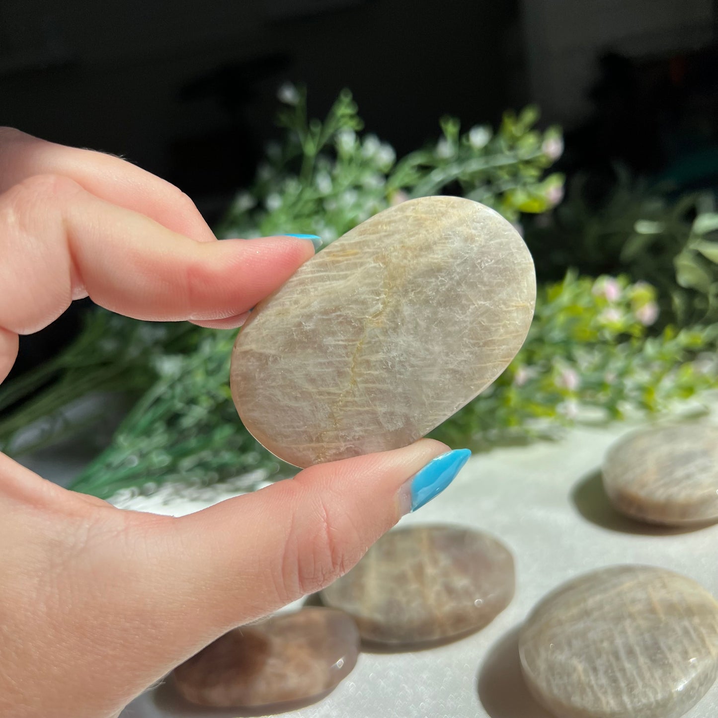 Blue Moonstone Palm Stone