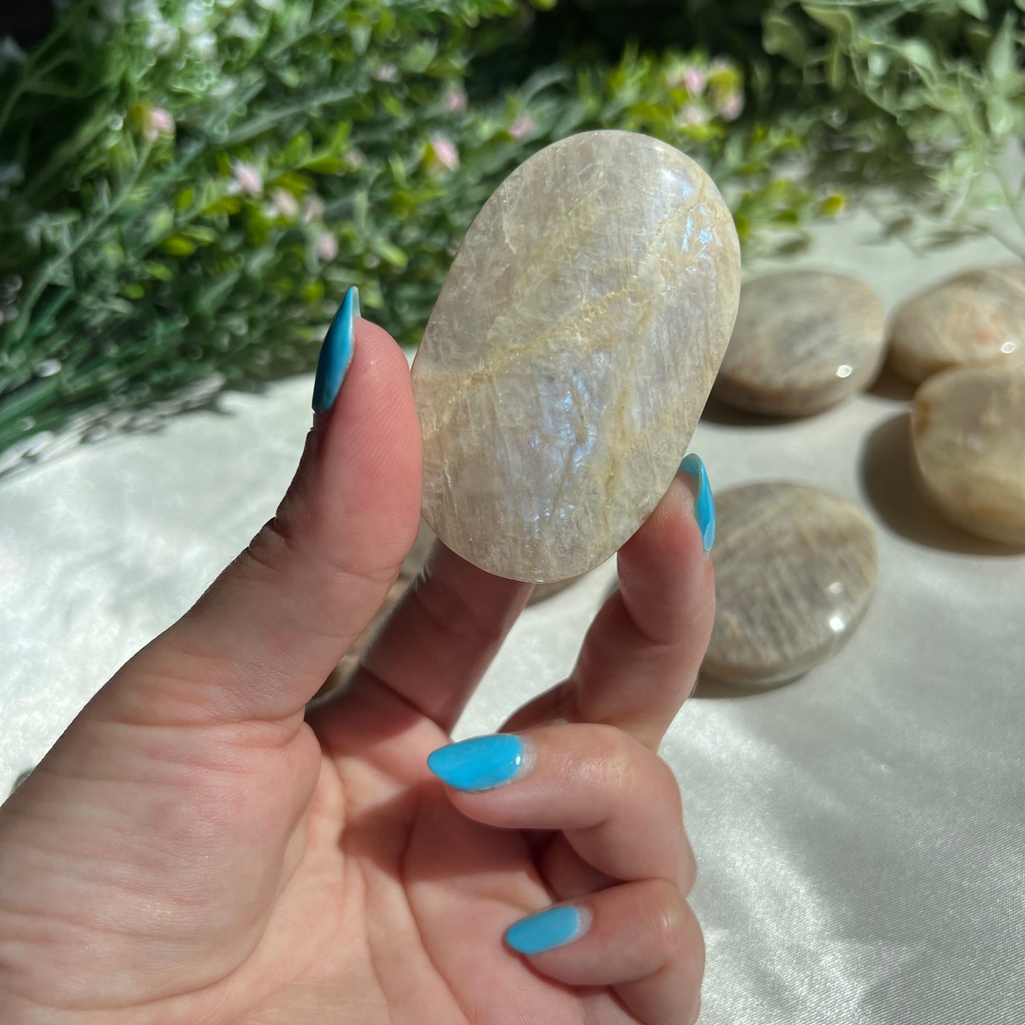 Blue Moonstone Palm Stone