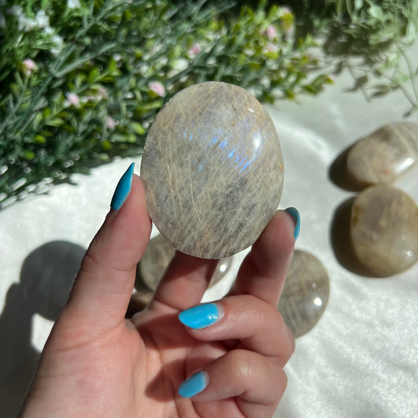 Blue Moonstone Palm Stone