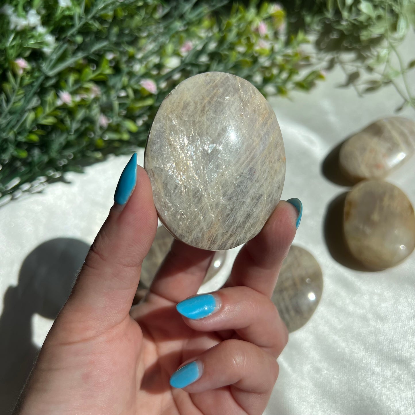 Blue Moonstone Palm Stone