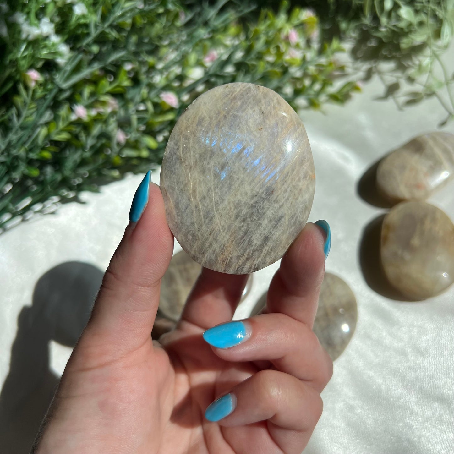 Blue Moonstone Palm Stone