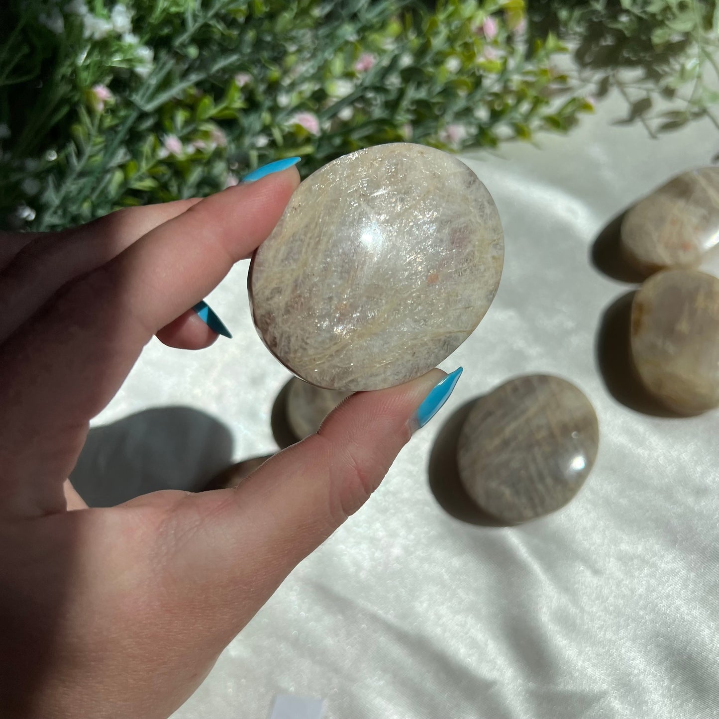 Blue Moonstone Palm Stone