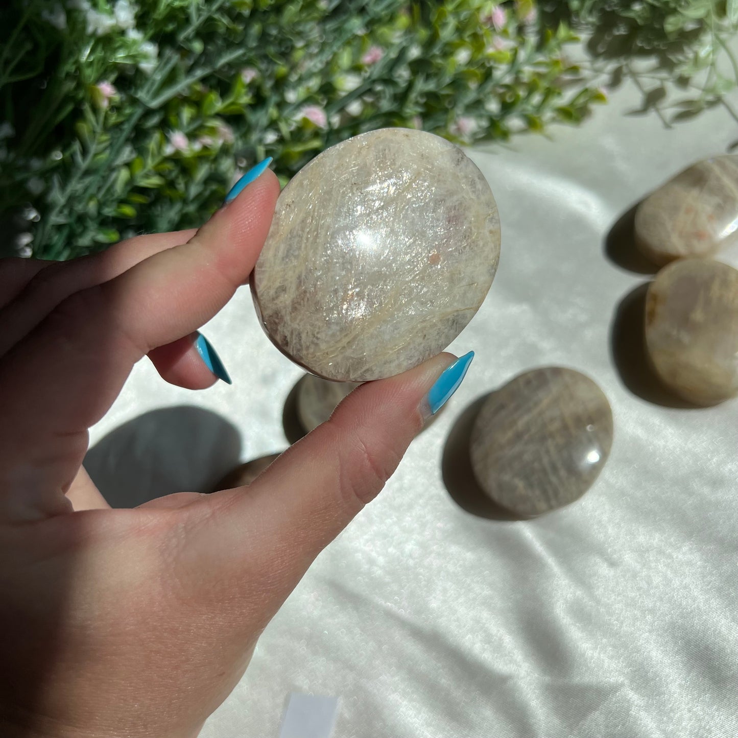 Blue Moonstone Palm Stone