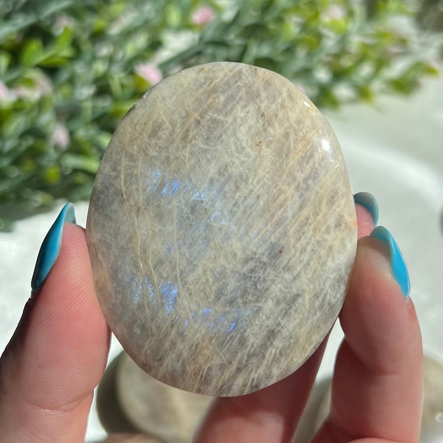 Blue Moonstone Palm Stone