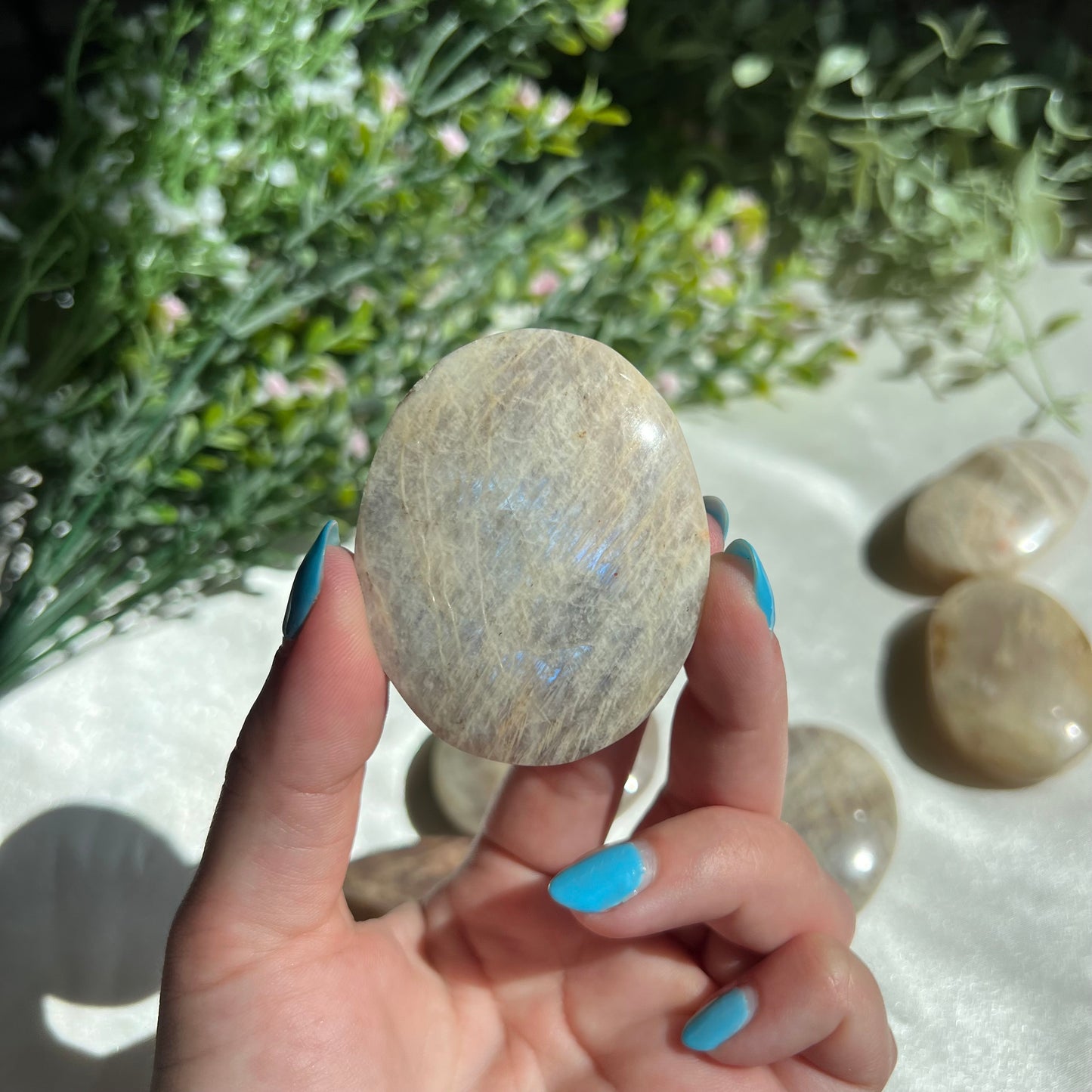 Blue Moonstone Palm Stone